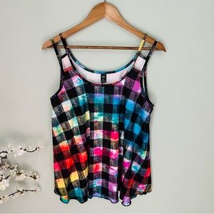 Shein Curve Checkered Tie Dye Cami Size 0X